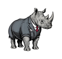 Fototapeta premium Rhinoceros in a suit illustration