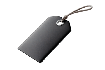 Blank black tag with string for labeling items