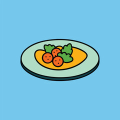 Healthy Food Plate Vector Illustration