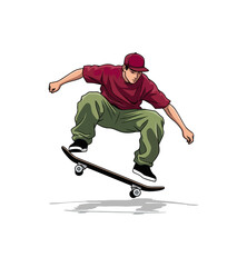 Fototapeta premium Skateboarder performing aerial trick