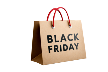 Black Friday shopping bag with promotional message
