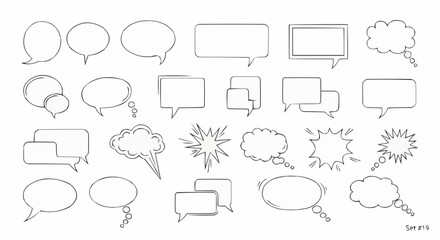 Collection of various speech bubbles and comic book elements.