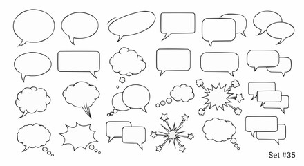 Fototapeta premium Collection of various blank speech and thought bubbles.