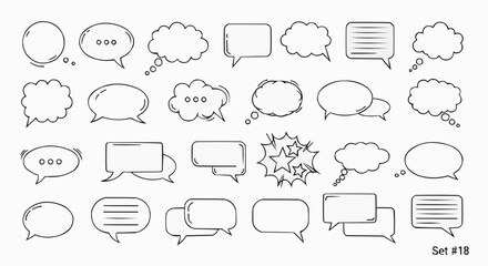 Fototapeta premium Collection of various speech bubbles in different shapes and styles.
