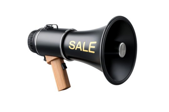 Promotional loudspeaker announcing sale event