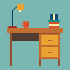 Office Desk Vector Illustration