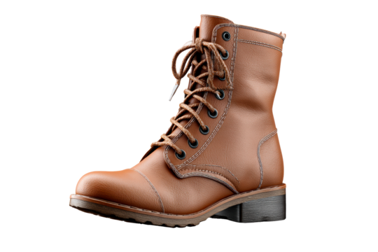 Chic brown leather lace up ankle boots