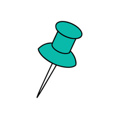 Turquoise Pushpin Vector Icon