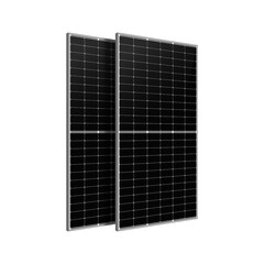 Two high efficiency solar panels arranged in stacked angle representing renewable and eco-friendly technology.