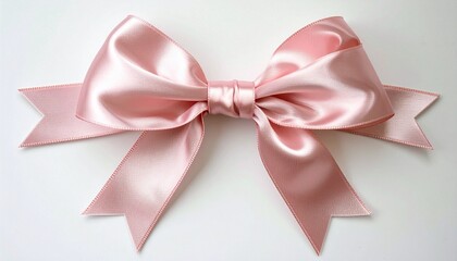 Pink satin bow with fishtail ends.