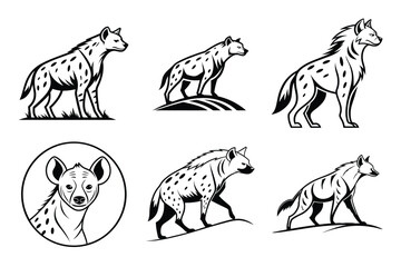 Fototapeta premium Dynamic hyena illustrations showcase wild animal power and grace, perfect for bold branding and nature-themed projects