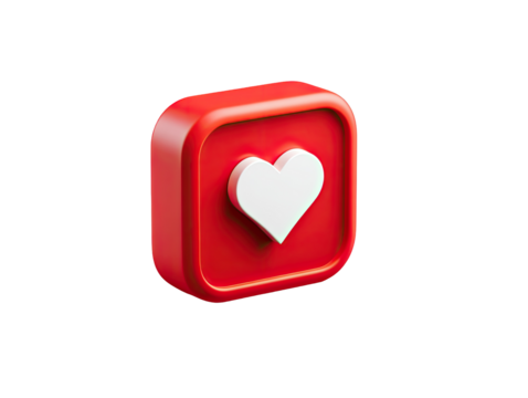 Red square icon with a white heart