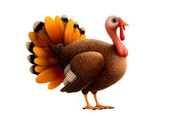 Colorful cartoon turkey with vibrant feathers