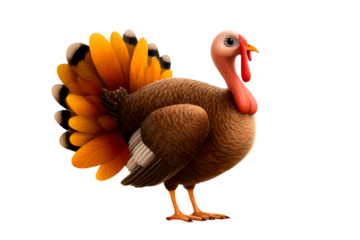 Colorful cartoon turkey with vibrant feathers
