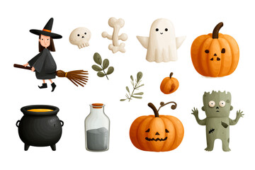 Halloween decor witch, ghosts, pumpkins
