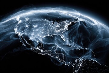 Nightlights of North America, swirling clouds