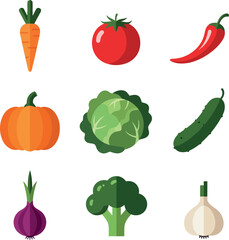 Fototapeta premium Vibrant assortment of fresh vegetables in a colorful vector illustration design