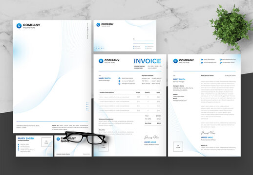 Blue And Black Stationery Set