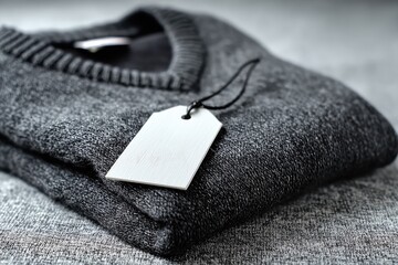 Folded dark grey v-neck sweater with blank tag