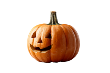 Happy Jack o lantern with carved face and smile