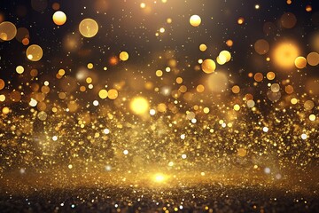 Obraz premium Glittering Gold Bokeh Lights for Festive and Elegant Backgrounds