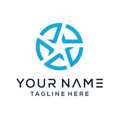 Star icon and luxurious circle with geometric cut style. Can be used for business logos and branding. Vector logo design template elements.