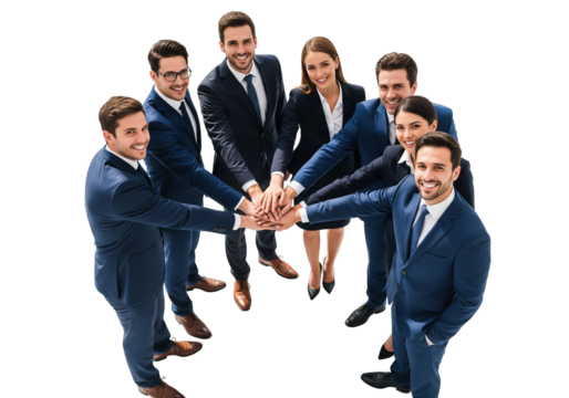 Corporate Team Unity – Professional Group Collaboration Gesture on White Background