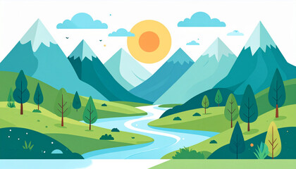 Obraz premium Peaceful River Valley Landscape