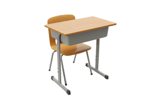 Student Desk and Chair Classroom Furniture School Seating Educational Setting on transparent background