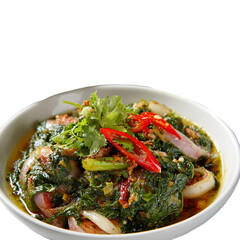 Spicy seafood dish thai restaurant food photography indoor setting close-up view culinary experience