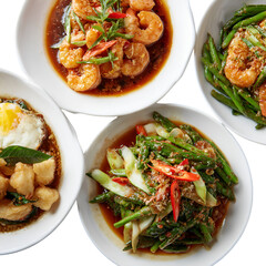 Delicious shrimp and vegetable platter restaurant food photography indoor close-up culinary art