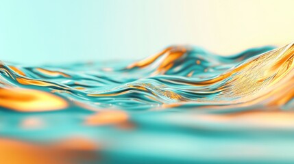Abstract teal and gold water wave texture