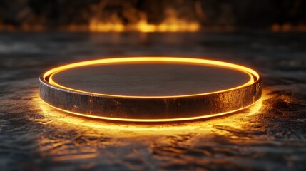 Fiery, circular platform with warm glow
