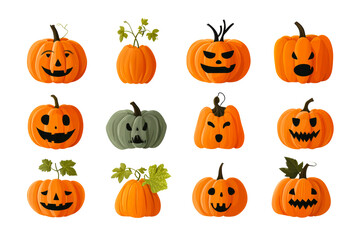 Unique Halloween pumpkins with diverse looks