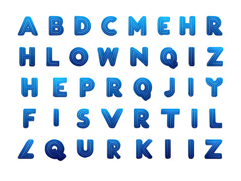 A grid of bold, blue, pixelated letters