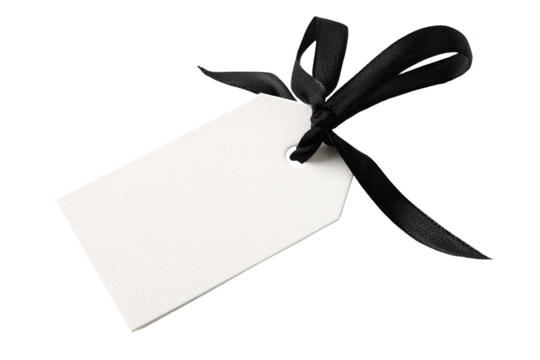 Blank gift tag with black ribbon - Powered by Adobe