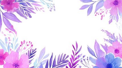 Fototapeta premium Watercolor floral frame on white background. Artificial intelligence image