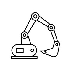 Robotic Excavator Arm Icon. Mining and Construction Vector