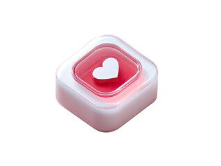 A 3D heart button graphic