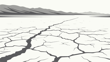 Fototapeta premium Dry Cracked Earth Landscape Illustration.