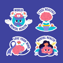 Psychology and Mental Health Label Flat Cartoon Hand-Drawn Template Background Illustration