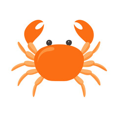 Cute Orange Crab Sea Animal Flat Vector Icon Illustration