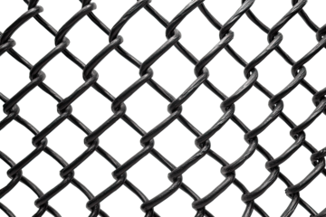 Close-up view of a black chain-link fence