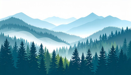 Misty Pine Forest