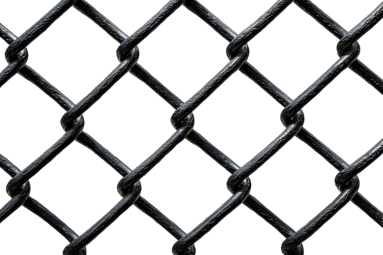 Close-up view of a black chain-link fence (1)