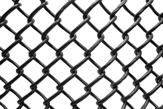 Close-up view of a black chain-link fence - Powered by Adobe