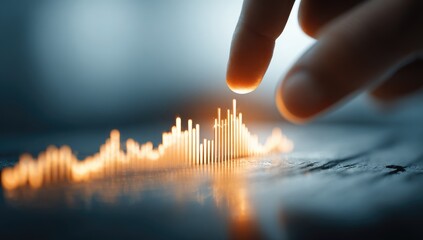 Hand adjusts glowing bar graph