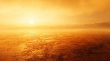 Naklejka premium Golden sunset over a hazy martian landscape