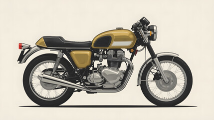 Fototapeta premium A detailed illustration of a classic vintage motorcycle with chrome details and retro design, perfect for automotive and lifestyle concepts.
