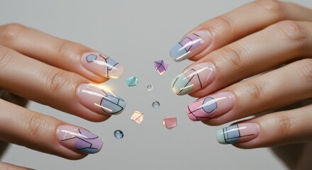 Pastel Geometric Nail Art Design Trendy & Elegant Manicure
